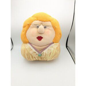 Grandma Pillow 13" Granny Stuffed Glasses Red Lips Blonde necklace